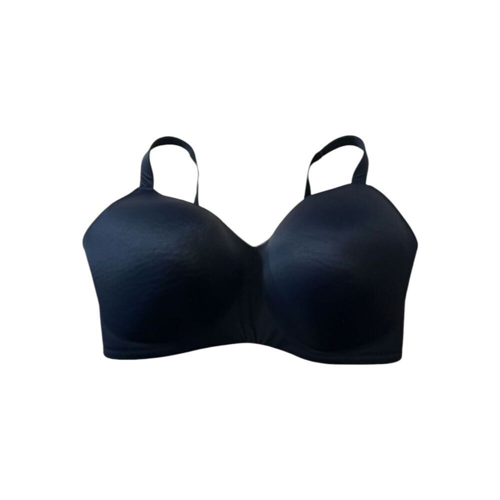 Auden Women Plus Size 44DDD Bra Wirefree Black Lightly Lined Wide Comfy Straps